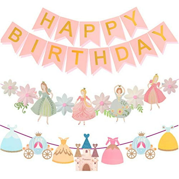 Princess Birthday Decoration Banner Pink Happy And Gold - How To Make Birthday Decorations Things At Home Princess Birthday Decoration Banner Pink Happy And Gold - How To Make Birthday Decorations Things At Home