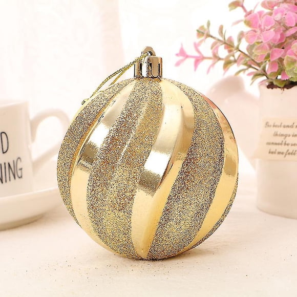 Bolas coloridas de alta gama navideñas pintadas a mano roscadas pintadas 6 cm dorado 12 piezas