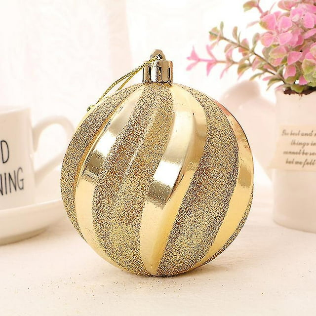 Bolas coloridas de alta gama navideñas pintadas a mano roscadas pintadas 6 cm dorado 12 piezas