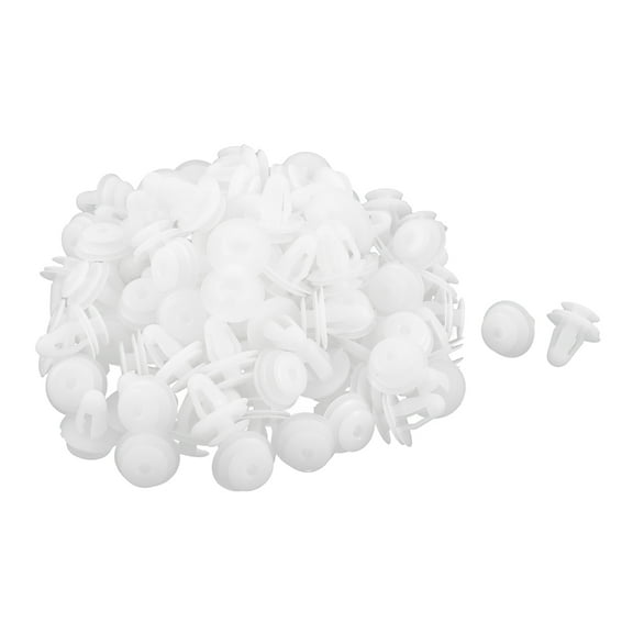 Unique Bargains 100 Pcs White Plastic Rivet Trim Fastener Clips 8mm x 14mm x17mm
