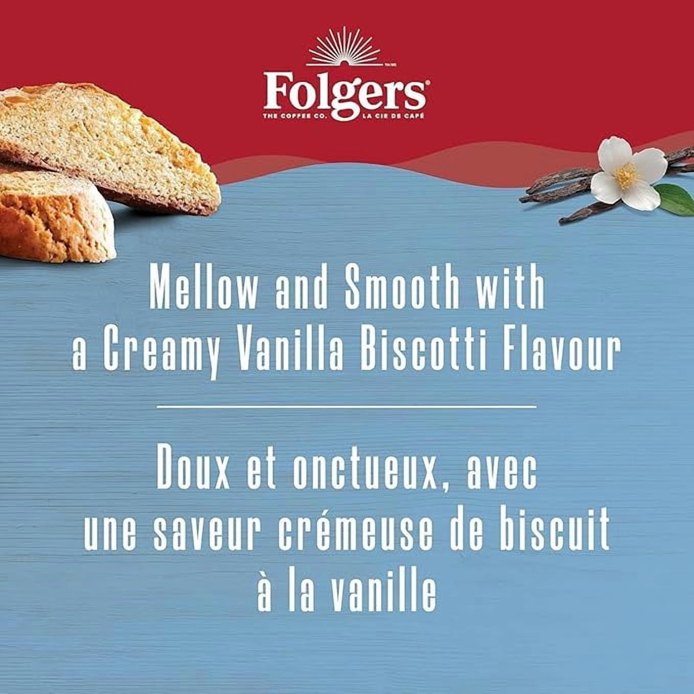 Folgers Vanilla Biscotti Flavoured Light Roast Coffee Pods, 30 count ( 1 pack )