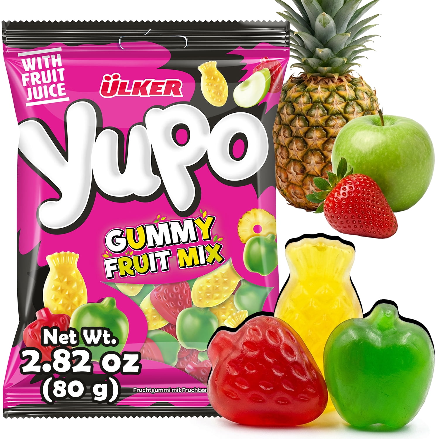 Ceres Gourmet Fruit Flavor Soft Candy Jelly, 24 Pack (2.8 oz Each), Assorted Apple Orange Strawberry Gummy Candy
