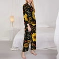 thumbnail image 4 of Kll Sunflowers Leaves Print Women'S Long Sleeve Pajamas With Pants Sleepwear Loungewear 2 Set-Xx-Large, 4 of 9