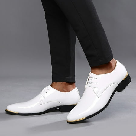 

Cathalem Pointed Shoes Mens Style Classical Casual And Business Leather Men s leather shoes Leather Shoe Soles Non Slip for Men White 13
