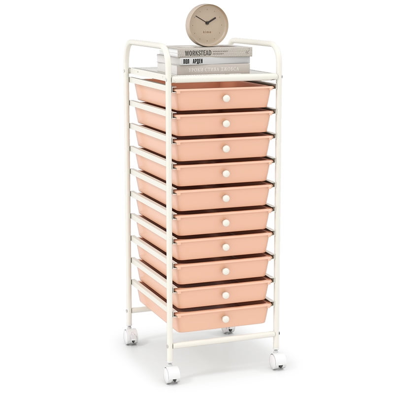 10 Drawer Rolling Storage Cart Organizer Art & Craft Storage Cart Tools Scrapbook Paper Office School Organizer Cherry