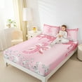 thumbnail image 4 of jejeloiu Initial Letter J Twin Sheet Sets,Kawaii Bowknot Bow Twin Fitted Sheet,Pink Glitter Print Flat Sheet For Girls,Breathable Bedroom Decoration,3pcs, 4 of 7