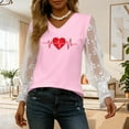 thumbnail image 4 of Xuyuer Women's Romantic Lace Insert V-Neck Blouse with Floral Print and Delicate Sleeves, Feminine Elegant Top for Date Nights, Garden Parties and Special Occasion Outfits, 4 of 6