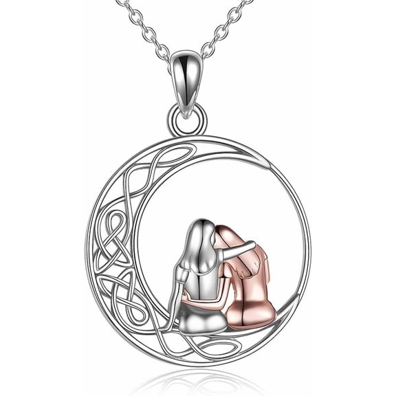 DOLIOX Sister Necklace Sterling Silver Pendant Necklaces for 2 Women from Sisters Brother Jewelry Birthday Gifts for Women