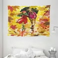 thumbnail image 1 of Fall Decor Tapestry, Couple Walking at Alley in Autumn Park Rainy Weather Romantic Watercolor Art, Wall Hanging for Bedroom Living Room Dorm Decor, 80W X 60L Inches, Multicolor, by Ambesonne, 1 of 2