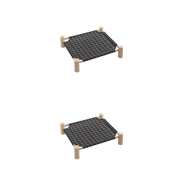 Methold Cama universal de para mascotas pequeñas durante todo el año: tela de algodón y lino para una cama elevada y cómoda para mascotas S damero negro 2piezas