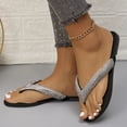 thumbnail image 4 of Womens Flip Flops Sparkly Rhinestones Comfort Foam Glitter Dress Thong Sandals Summer Casual Flat Slides, 4 of 8