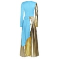 thumbnail image 2 of iiniim Women Metallic Liturgical Praise Dance Costume Loose Fit Wide-Leg Choir Jumpsuit Worship Dancewear Light Blue XL, 2 of 6