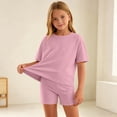 thumbnail image 7 of BXJX Girls Summer Outfit Sets, 2 Piece Short Sleeve Crew Neck T-Shirt and Shorts Set Pink Size 7-8 T, 7 of 7