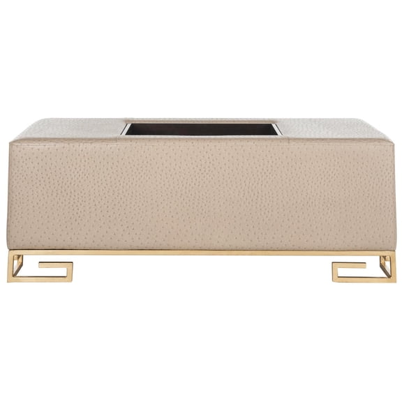 Safavieh Julian Faux Ostrich Tray Ottoman/Coffee Table-Color:Esspresso/Taupe