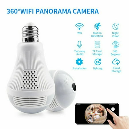 

DEELLEEO HD 360° Wide Angle Fisheye Wireless Wi-fi E27 LED Light Bulb 960P VR Panoramic IP Camera Home Security CCTV Camera System