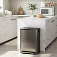 thumbnail image 4 of GloryStar 16 Gallon Dual Compartment Trash Can, Stainless Steel Recycling Bin with Soft-Close Lid, Step Rectangle Step Waste Container with Removable Inner Bucket, 4 of 8