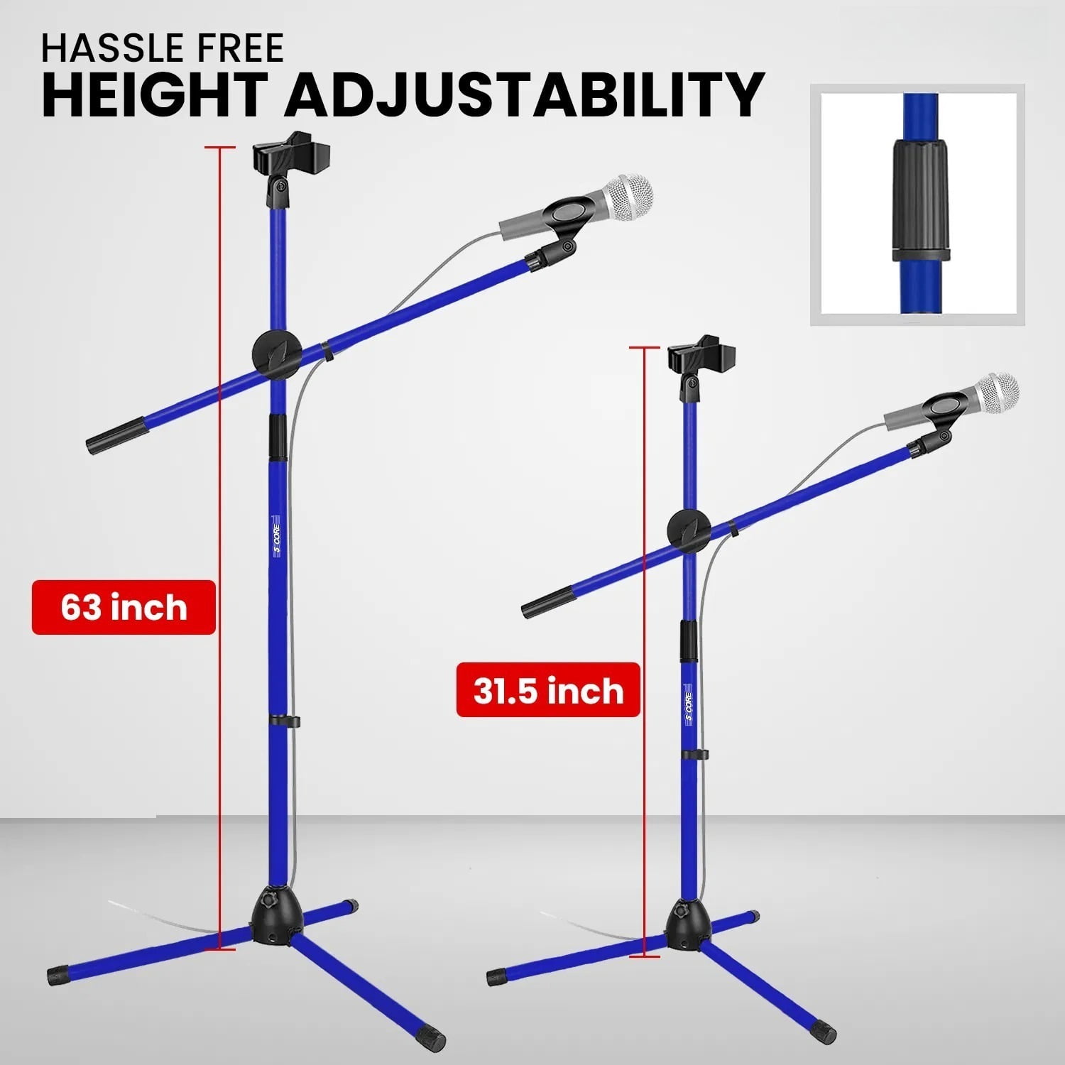 Floor-standing Microphone Stand, Universal Adjustable Tripod Microphone Arm Support, Capable of Holding 2 Microphones, with Adjustable Height. Applicable To Concerts and Recording Studios