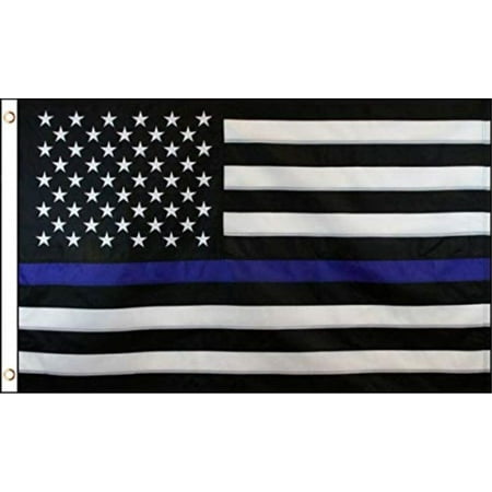 thin blue line american flag 100d - 3'x5' flag - support your local law enforcement
