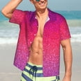 thumbnail image 7 of Gaeub Light Purple Glitter Print Men's Hawaiian Shirt,Button Down Short Sleeves Shirts,Tropical Beach Casual Button Down Shirts,Large, 7 of 7
