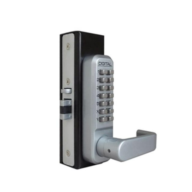 Lockey 2985-SN-DC Mechanical Keyless Narrow Stile Lever Handle Lock With Passage Function And Double Sided Combination - Satin Nickel