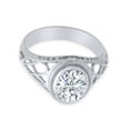thumbnail image 3 of AFFY Celtic Lady's Simulated Cubic Zirconia Ring In 14K White Gold Plated 925 Sterling Silver Jewelry for Ladies, Ring Size 11.5, 3 of 4