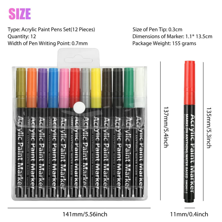 EARTH & SKIN Acrylic Paint Pens 3.0mm MEDIUM Tip: 3-Pack, Your Choice of  Any 1 Color