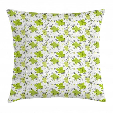 Decorative Lemons Tequila Throw Pillow Cushion Cover, Outline Sketch Pattern of Glasses Lemon Slices Salt Shaker, Decorative Square Accent Pillow Case, 16