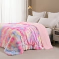 thumbnail image 4 of Exclusivo Mezcla Fuzzy Faux Fur Bed Blanket King Size, Reversible Shaggy Sherpa Fleece Blankets,Fluffy Plush Warm Throws for Couch, Bed, 90X104 Inches, Gradient Pink, 4 of 9