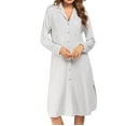 thumbnail image 5 of QUNYINEY Women's Dresses Casual Striped Long Sleeve Shirt Dress Split Hem Button Collared Mini Dresses, 5 of 7