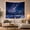 Milky Way Stream, variant on Snow Mountain Cabin with Glowing Windows and Lantern Path, Mystical Fantasy for Nature Lovers, Tranquil Wall Art Christmas Gift Tapestry Wall Hanging for Bedroom and Living Room