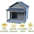 thumbnail image 4 of 44.2"L x 44.6"W Large Wooden Dog House, Weatherproof Balcony Doghouse with Asphalt Roof and Large Terrace, Cabin House Style Pet Houses with Curtain Door for Indoor, Outdoor, Grey, 4 of 9
