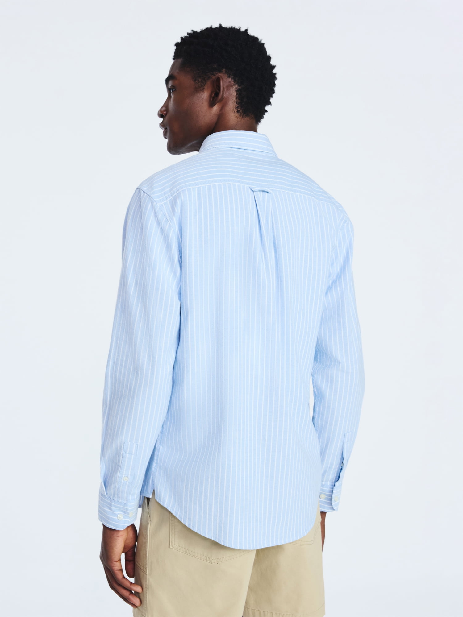 Free Assembly Men's Button Front Oxford Shirt with Long Sleeves, Sizes S-3XL
