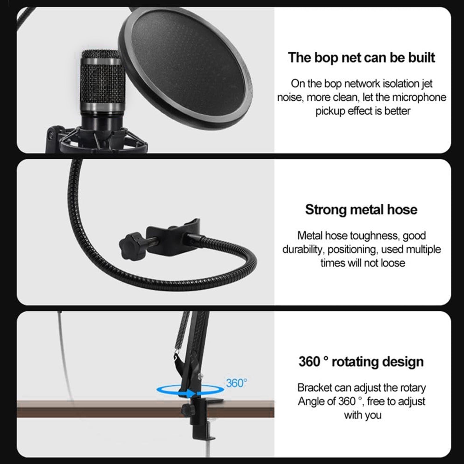 SHegdu Podcast Equipment Bundle Recording Studio Package with Microphone Live Sound Card Stand Wired Headphones for Live Streaming Singing Gaming (Black)