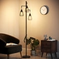 thumbnail image 3 of SUNMORY 68" 3-Light Farmhouse Dimmable Black Floor Lamp with Black Cage Shades, 3 of 10