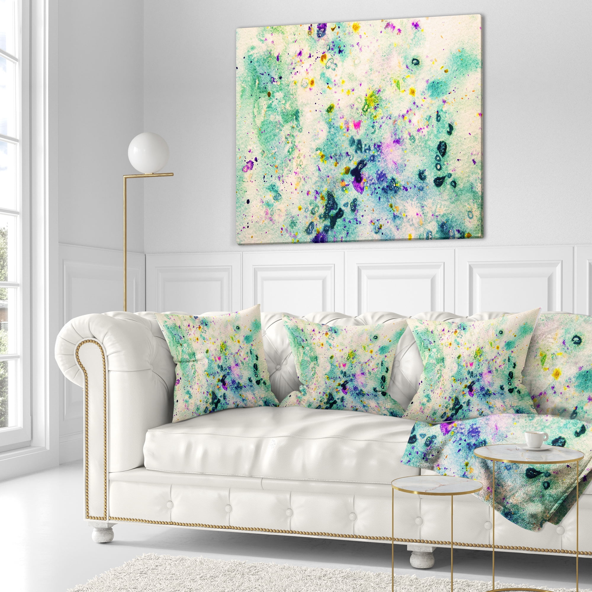 Designart Color Splatter - Abstract Throw Pillow - 16x16