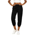 thumbnail image 6 of OVAFBAU Women's Capris Pants Yoga Workout Leggings High Waist Slim Casual 8/10 with Pockets Linen Pants, 6 of 8