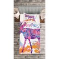 thumbnail image 3 of Ambesonne Digital Quilted Bedspread Set 2 Pcs, Trippy Vivid Deer, Twin Size, Mauve and Orange, 3 of 3