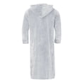 thumbnail image 5 of QHFBli Men's Fuzzy Bath Robe, Plush Long Zip Front Flannel Bathrobe Loungewear Soft Warm Cozy Spa Shower Robe for Winter, 5 of 5