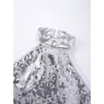 thumbnail image 5 of Haitryli Girls Ballet Jazz Latin Dress Shiny Sequins Gymnastic Leotard Ballet Dance Performance Costume with Hair Tie Silver 10, 5 of 7