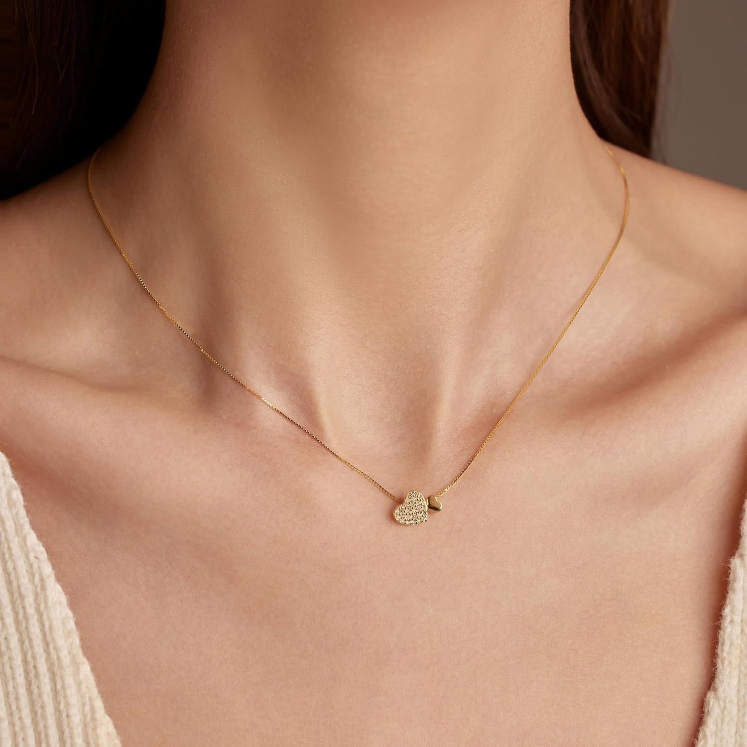 S925 Sterling Silver Heart Necklace for Women Dainty 14k Gold Plated CZ Love Heart Pendant Choker Necklaces Trendy Heart Chain Jewelry Birthday Teacher 2024 Graduation Gifts for Her Daughter