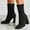 Black, variant on HKEJIAOI High Heel Boots Women's Suede Side Zipper Square Toe Block Heel High Heel Stretch Boots