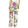 thumbnail image 3 of Pajama Pants Women, Carnation Hummingbird Pattern Sweatpants Soft Sleep Lounge Pants, Casual PJ Bottoms Pants with Pockets, 3 of 5