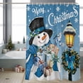 thumbnail image 2 of Blue Snowman Bathroom Shower Curtain Christmas Winter Wreath Snowflake Xmas Waterproof Washable Shower Curtains for Bathtub Bath Decor with Grommets and Hook 36 X 72 Inch, 2 of 8