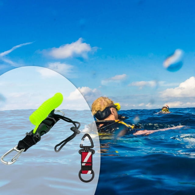 Cordón de bobina de buceo, clip de buceo Camera de servicio pesado, cuerda de apotamiento para luces, herramientas de fotografía submarina, cámara verde