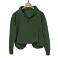 thumbnail image 4 of Hxshgdsn Womens V Neck Sweatshirts Fuzzy Fleece Warm Long Sleeve Pullover Tops Army Green M, 4 of 8