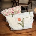 thumbnail image 5 of Aesthetic Floral Makeup Bag Cute Small Tulip Cosmetic Bags for Women Girls Travel Toiletry Bag Large Capacity Zipper Makeup Pouch Purse Organizer Pouches, 5 of 9