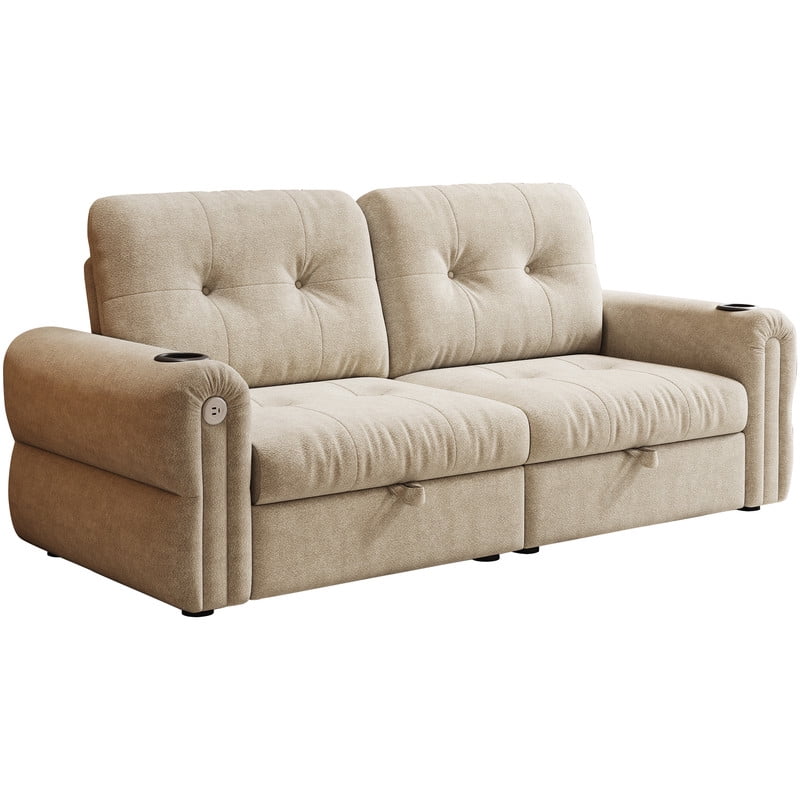 77" Convertible Sofa Bed – 2-in-1 Loveseat & Guest Bed, Chenille Fabric, 600lb Capacity