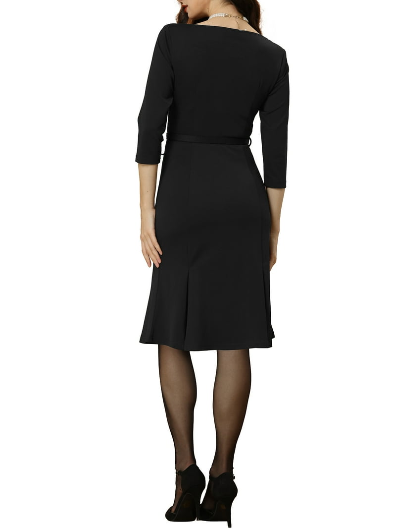 midi elegant black dress for funeral Elegant Black Mermaid Evening Dress,Black Gala Dress Y5540 – Simplepromdress main image 1