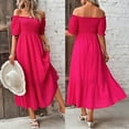thumbnail image 4 of Sngxgn Women's Crew Neck Lounge Long Dress Elegant Long Sleeve Ribbed Bodycon Maxi Dresses(Hot Pink,XL), 4 of 8