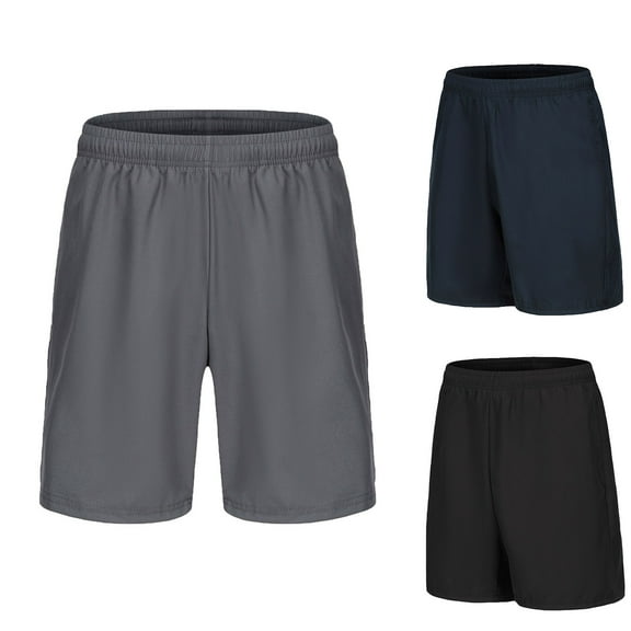 Jacenvly 2024 New Summer Mens Shorts Men Casual Fashion Sports Quick-Dry Elastic Side Pocket Mid-Waist Shorts Solid Lightweight Beach Pants Black